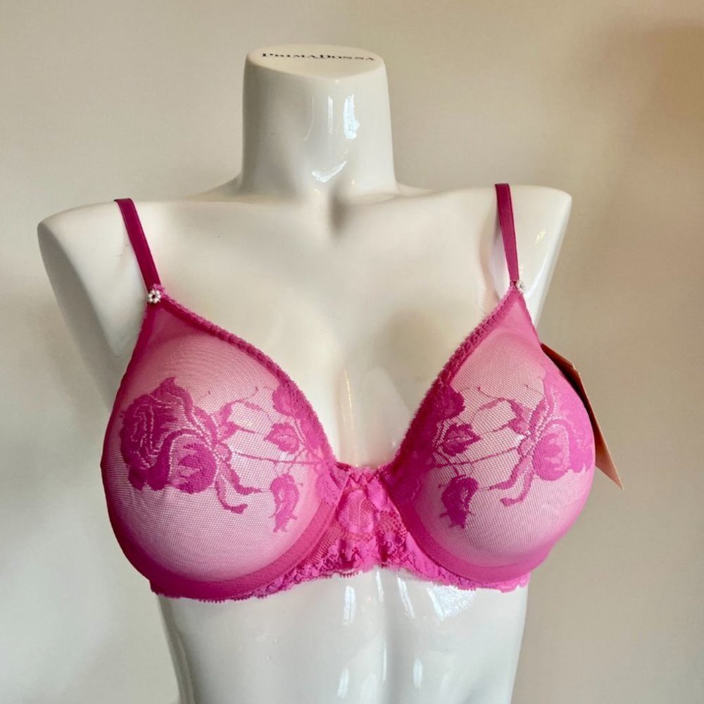 Vintage Christian Dior full Cup Demi Lace Bra with Pink lace Roses - Picture 6 of 13